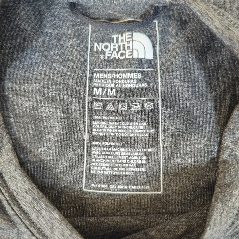 The North Face‎ Mens Long Sleeve Performance Shirt Heather Grey Teal Logo Size M